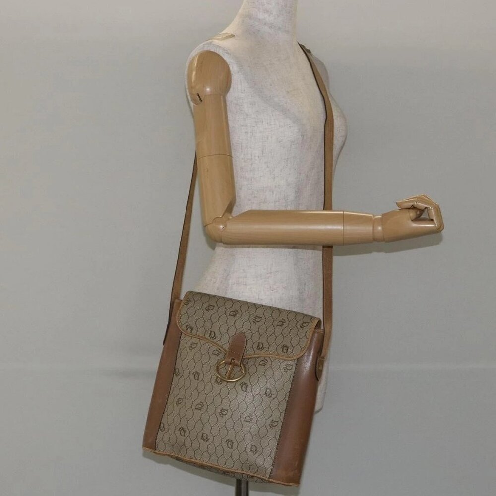 Christian Dior Honeycomb Canvas Shoulder Bag PVC Leather Beige Gold Auth ar13753 - Picture 14 of 16